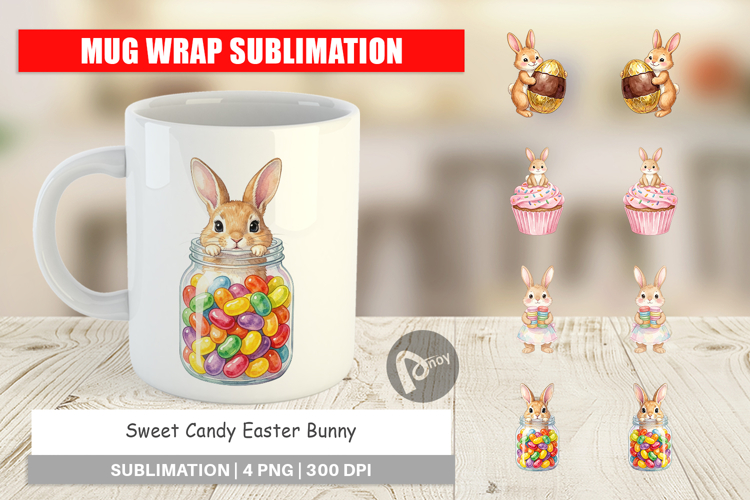 Sweet Candy Easter Bunny Mug Wrap