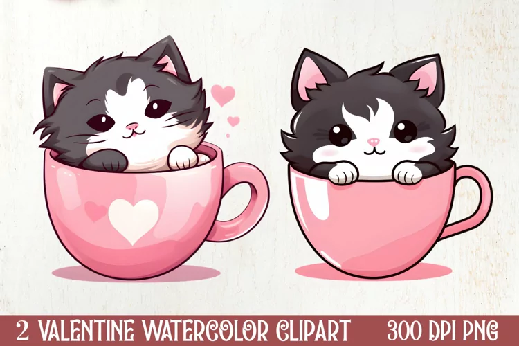 Sweet Cat Valentines Day Clipart, Valentines PNG