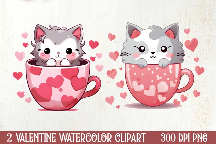 Sweet Cat Valentines Day Clipart, Valentines PNG