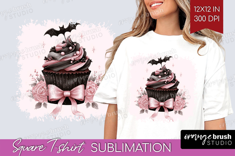 Sweet Cupcake Cute Square Tshirt Background Pink Halloween