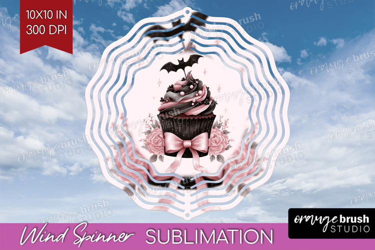 Sweet Cupcake Cute Wind Spinner Sublimation PNG Pink Round