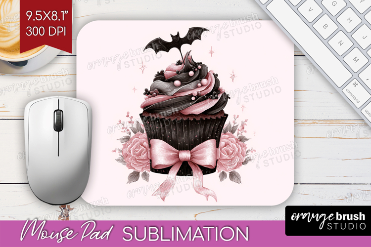 Sweet Cupcake Cute Mouse Pad Sublimation Pink Halloween PNG