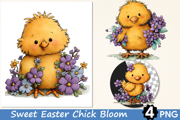 Sweet Easter Chick Bloom Clipart