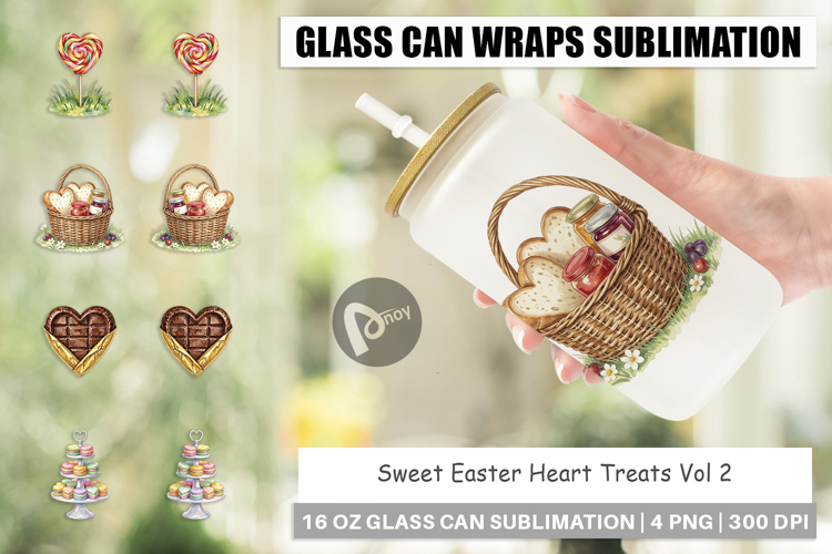 Sweet Easter Heart Treats Glass Can