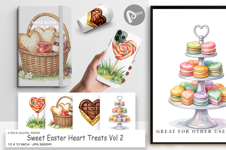 Sweet Easter Heart Treats Digital Paper