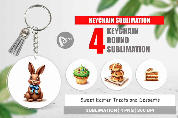 Easter Treats Desserts Keychain