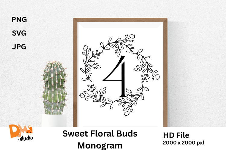 Sweet Floral Buds Monogram