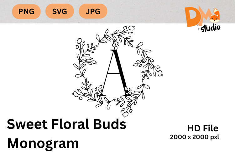 Sweet Floral Buds Monogram
