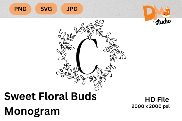 Sweet Floral Buds Monogram