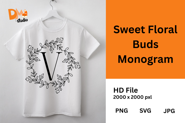 Sweet Floral Buds Monogram