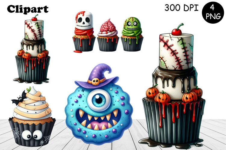 Sweet Halloween Cake, sarcastik watercolor clipart