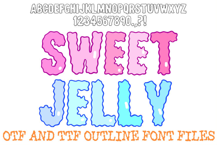 Sweet Jelly ABC Font Alphabet OTF TTF Wobbly Illustration
