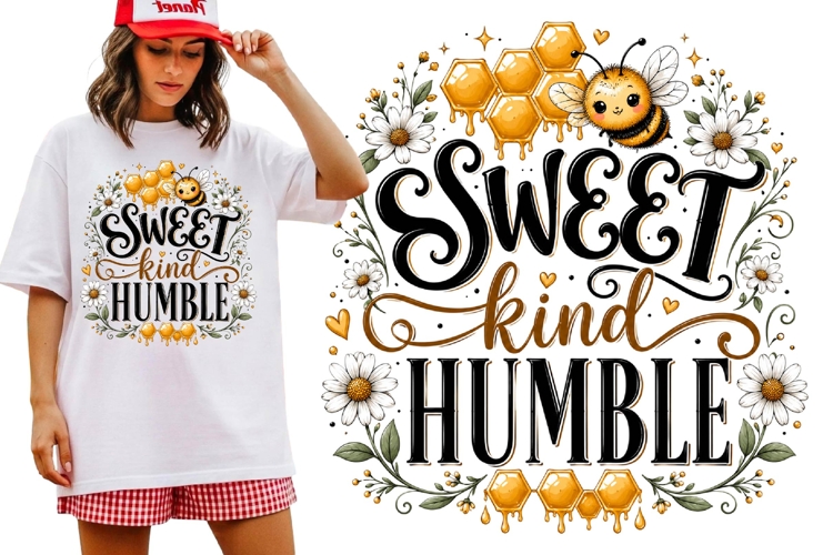 Sweet Kind Humble Cute Bumble Bee Floral Inspirational PNG