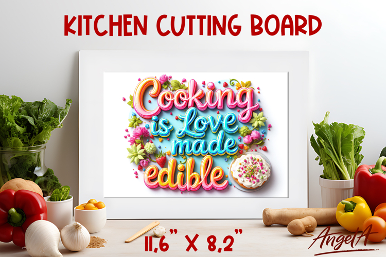 Kitchen cutting board sublimation Script lettering quote PNG