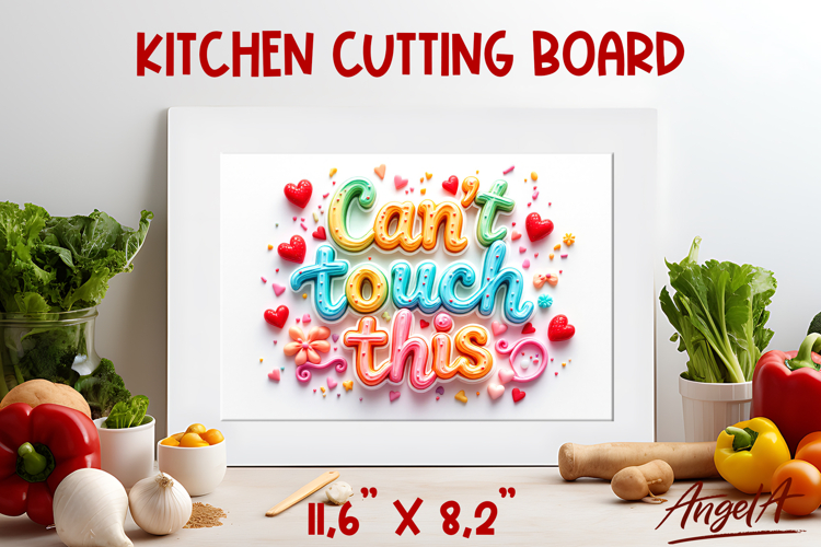 Kitchen cutting board sublimation 3d Script lettering quote