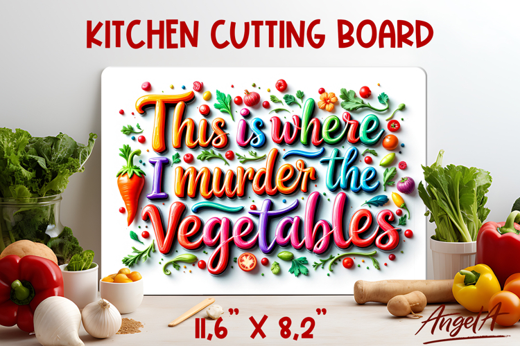 Kitchen glass cutting board sublimation design 3d text PNG