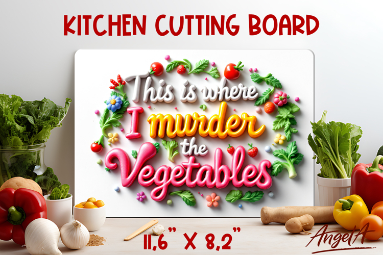 Kitchen glass cutting board sublimation design 3d text PNG