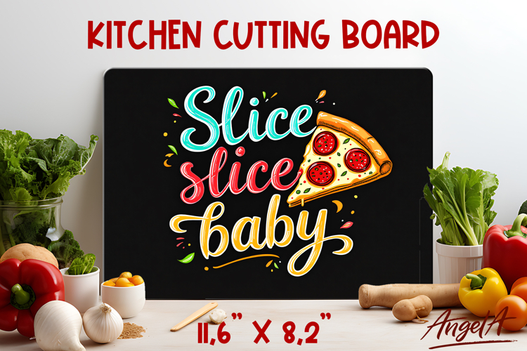 Kitchen glass cutting board sublimation Pizza slice quote