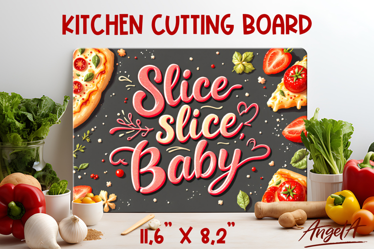 Kitchen glass cutting board sublimation design Pizza slice