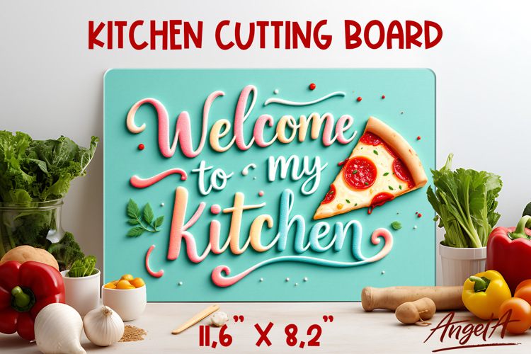 Glass cutting board sublimation Welcome to my kitchen Pizza