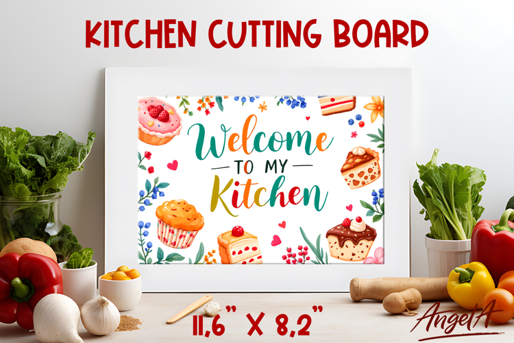 Glass cutting board sublimation Welcome to my kitchen quote