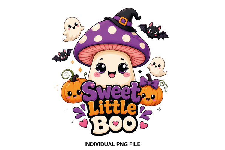 Cute Halloween Mushroom PNG for Kids Party Crafts