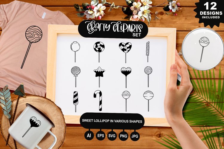 Sweet Lollipop In Various Shapes Clipart Set