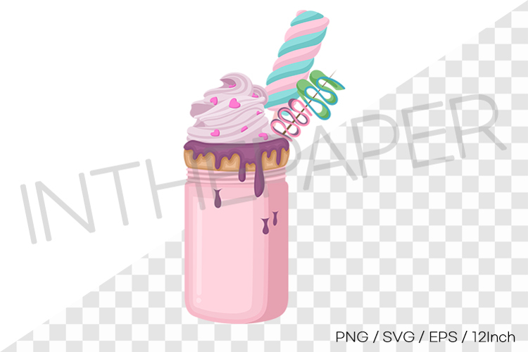 Jelly pink monster milkshake PNG EPS SVG vector illustration example image 1