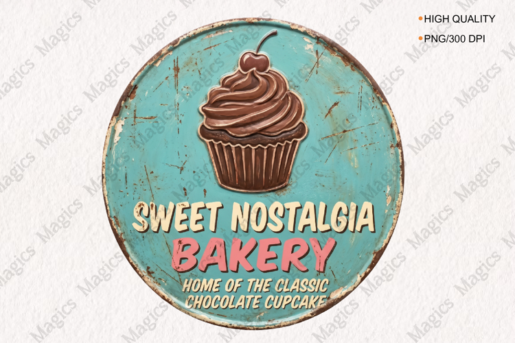 Sweet Nostalgia Bakery Sign PNG, Vintage Chocolate