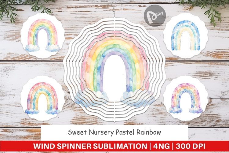 Nursery Pastel Rainbow Wind Spinner