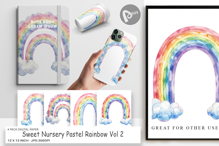 Nursery Pastel Rainbow Digital Paper