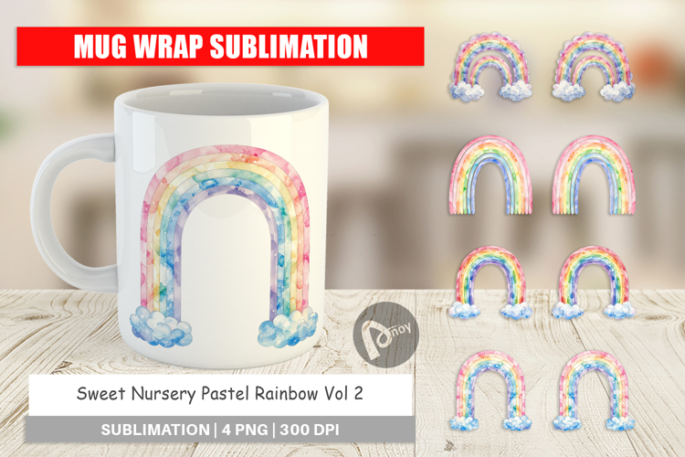 Nursery Pastel Rainbow Mug Wrap