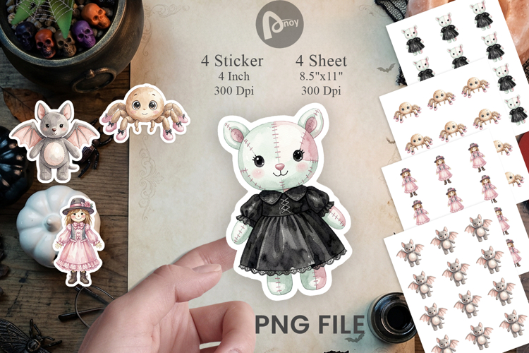 Sweet Pastel Goth Plushies Sticker example image 1