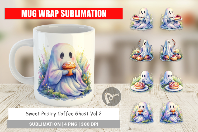 Sweet Pastry Coffee Ghost Mug Wrap