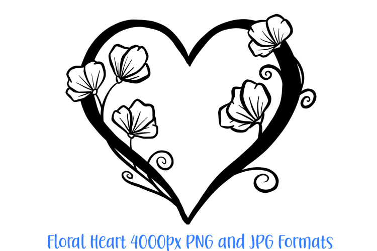Sweet Pea Floral Heart Wreath Flower Graphic Clipart