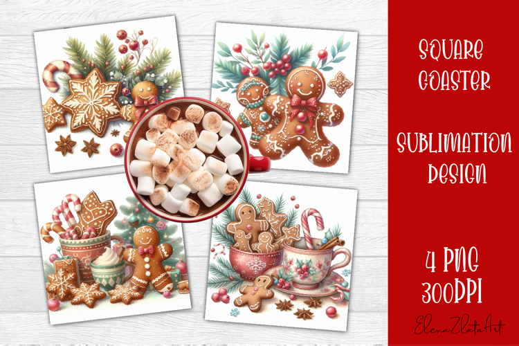 Vintage Christmas Sweet scrapbooking square Coaster Design