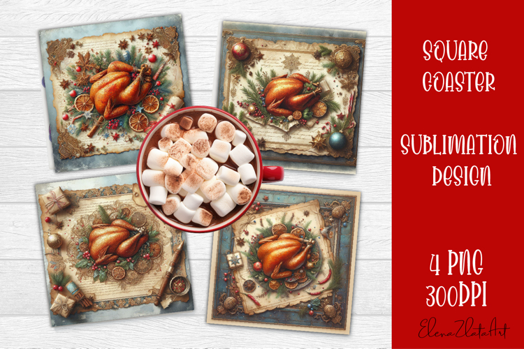 Vintage Christmas Sweet scrapbooking square Coaster Design