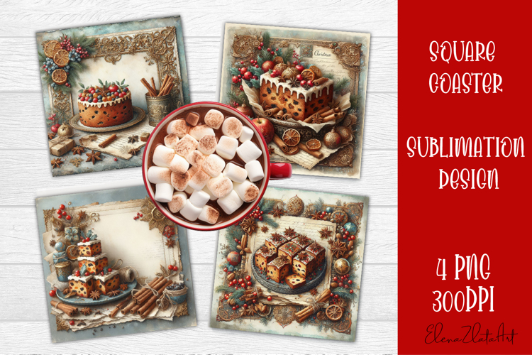 Vintage Christmas Sweet scrapbooking square Coaster Design