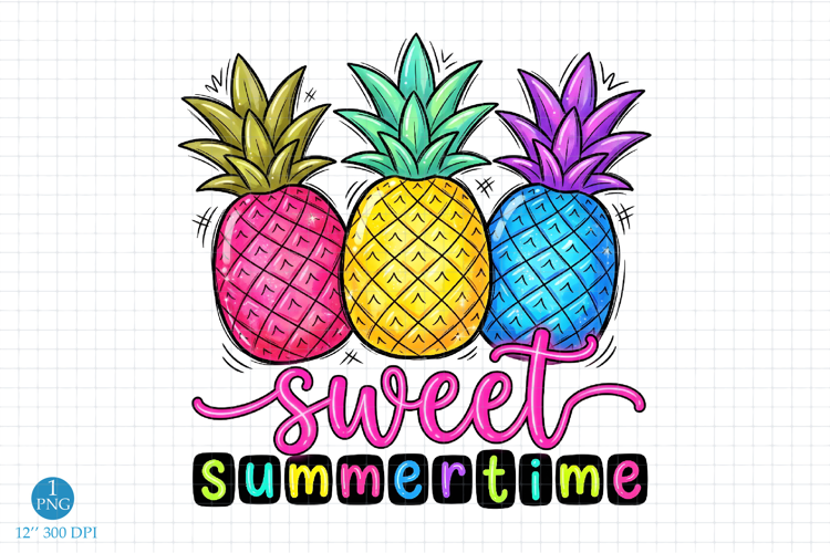 Sweet Summertime PNG, colorful pineapple png