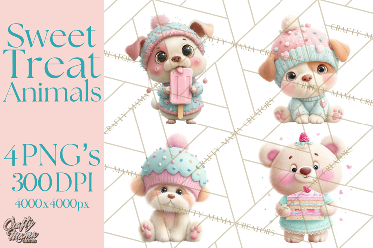 Sweet Treat Animal Clipart PNG, Kawaii Dessert Art