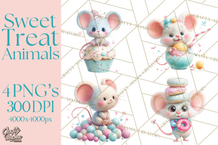 Sweet Treat Animal Clipart PNG, Kawaii Dessert Art