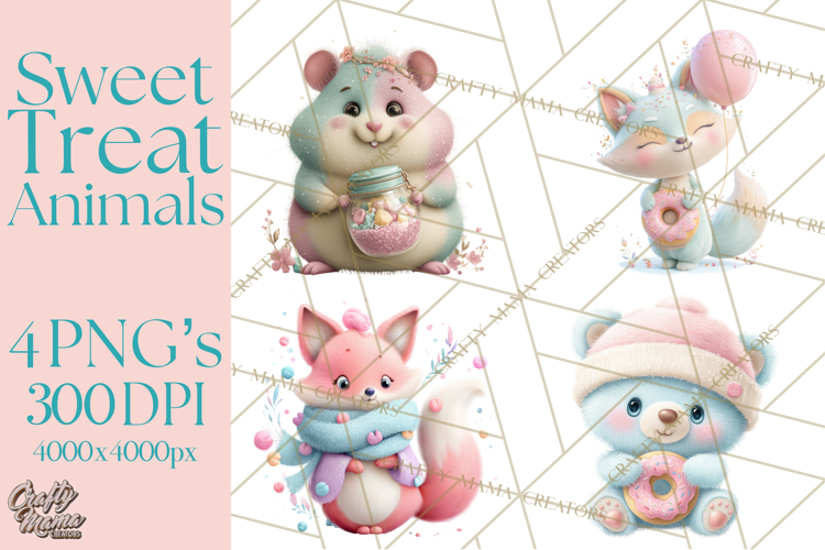 Sweet Treat Animal Clipart PNG, Kawaii Dessert Art