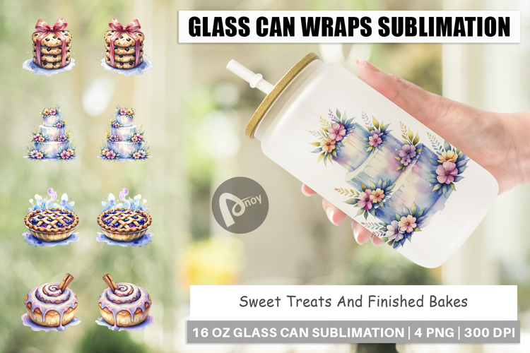 Sweet Cakes & Pies Glass Can