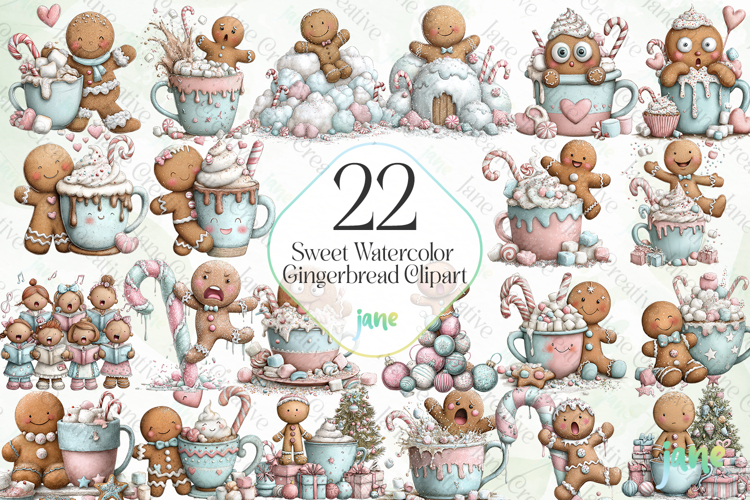 Sweet Watercolor Gingerbread Clipart
