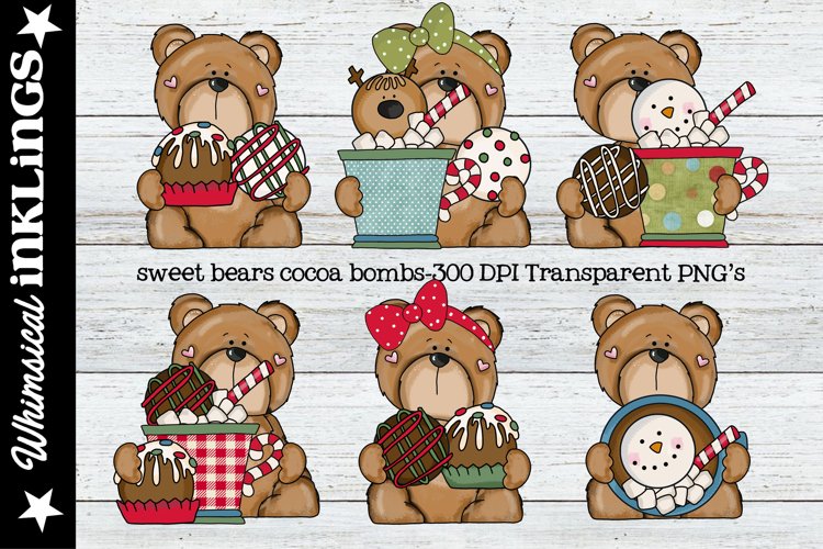 Sweet Bears Cocoa Bombs Sublimation Clipart example image 1