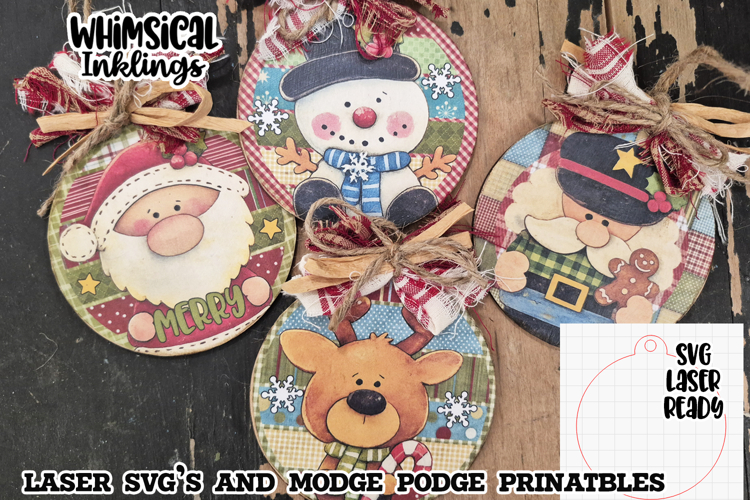 Sweet Christmas friends Mod Podge Ornaments SVG example image 1