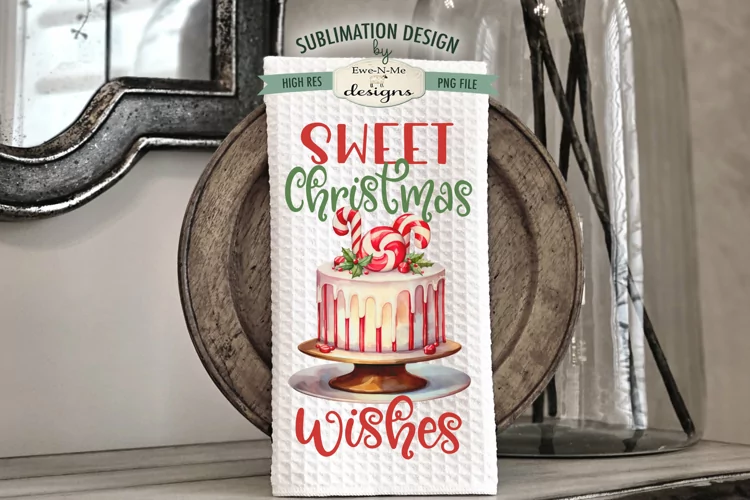 Sweet Christmas Wishes Cake | Dish Towel Sublimation Design