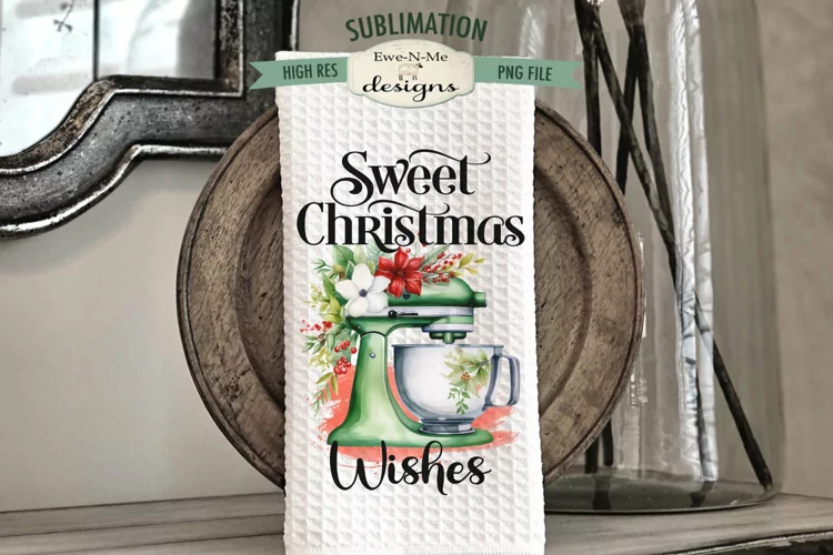 Sweet Christmas Wishes Mixer | Dish Towel Sublimation Design