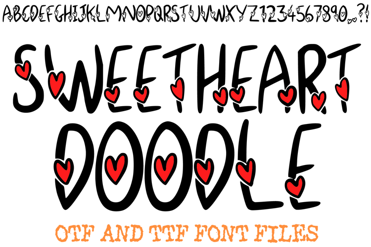 Sweetheart Doodle Cute Valentines Love Font Heart Typeface