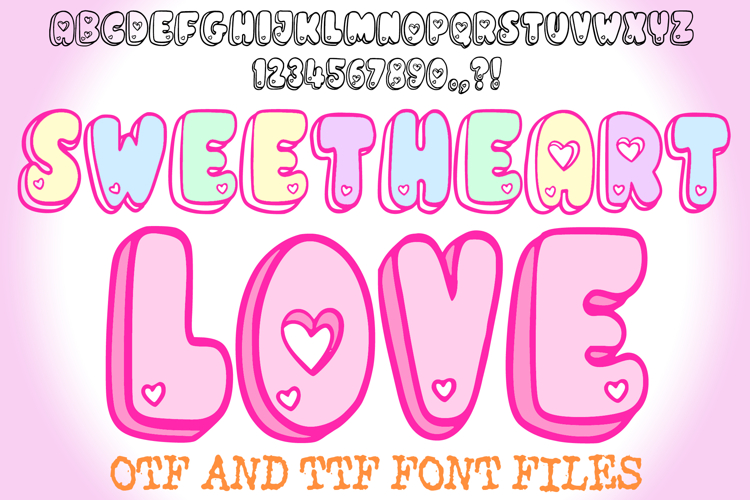 Sweetheart Love Valentines Day Font Heart Cute Letters Handmade Display by Squeeb Creative
